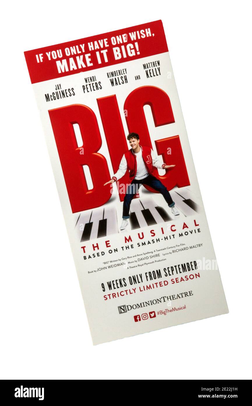 Promotional flyer for Big The Musical at the Dominion Theatre. Stock Photo