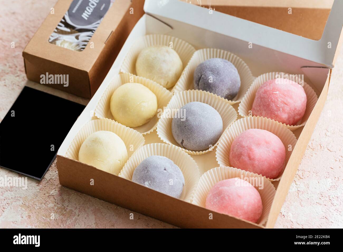 Japanese ice cream Mochi in rice dough. Traditional Japanese dessert