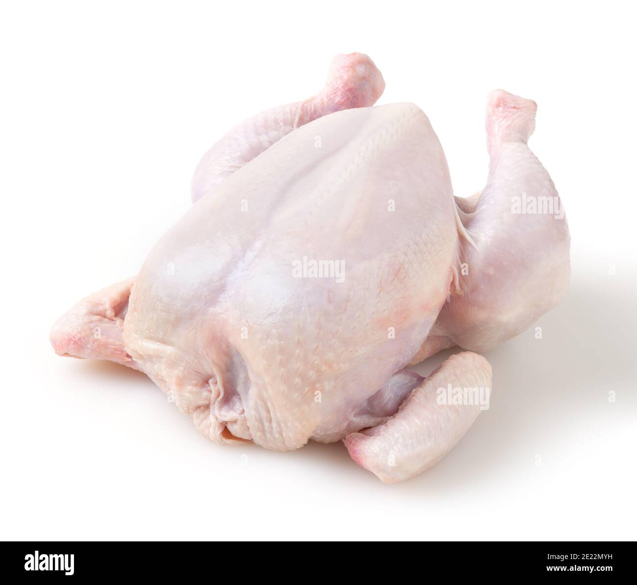 Whole fresh raw chicken isolated on white background Stock Photo