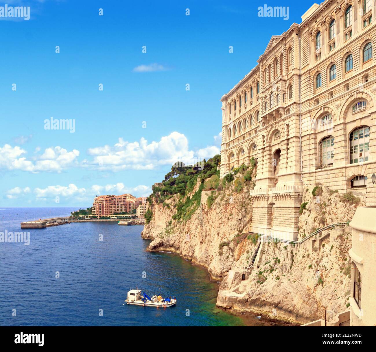 Monaco Oceanographic Museum seen from the sea Stock Photo