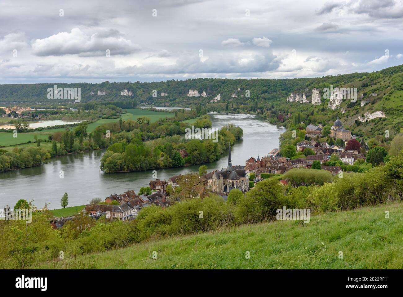 The town of Les Andelys on the Seine in Normandy, France Stock Photo
