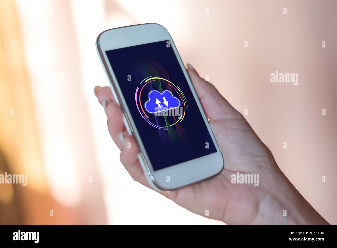 Smartphone screen displaying a cloud computing concept Stock Photo - Alamy