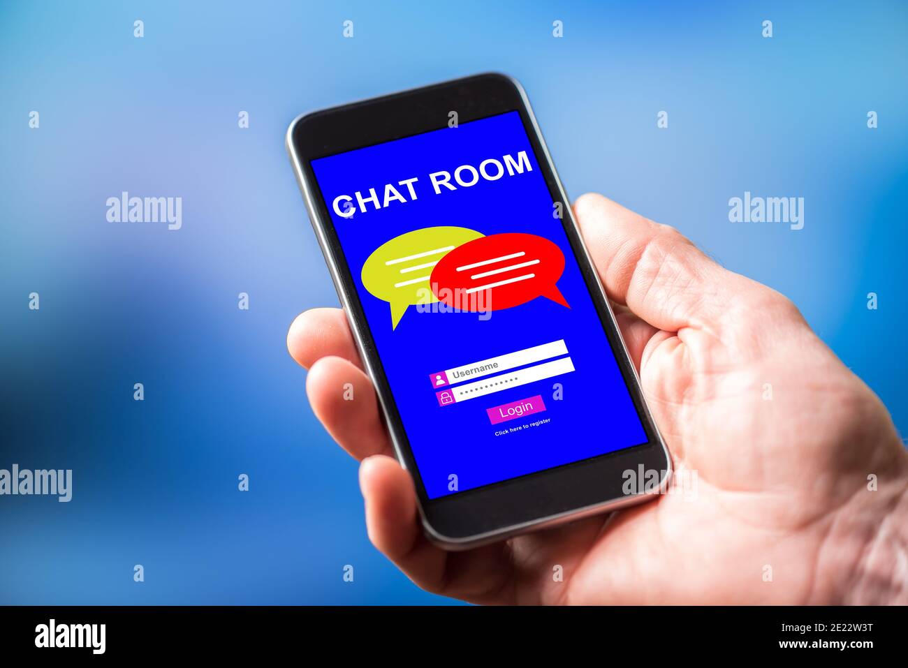 Smartphone screen displaying a chat room concept Stock Photo - Alamy