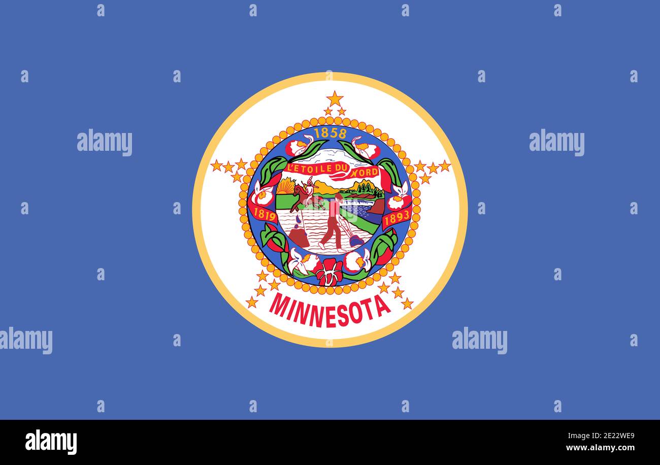 Official Large Flat Flag of Minnesota Horizontal Stock Photo