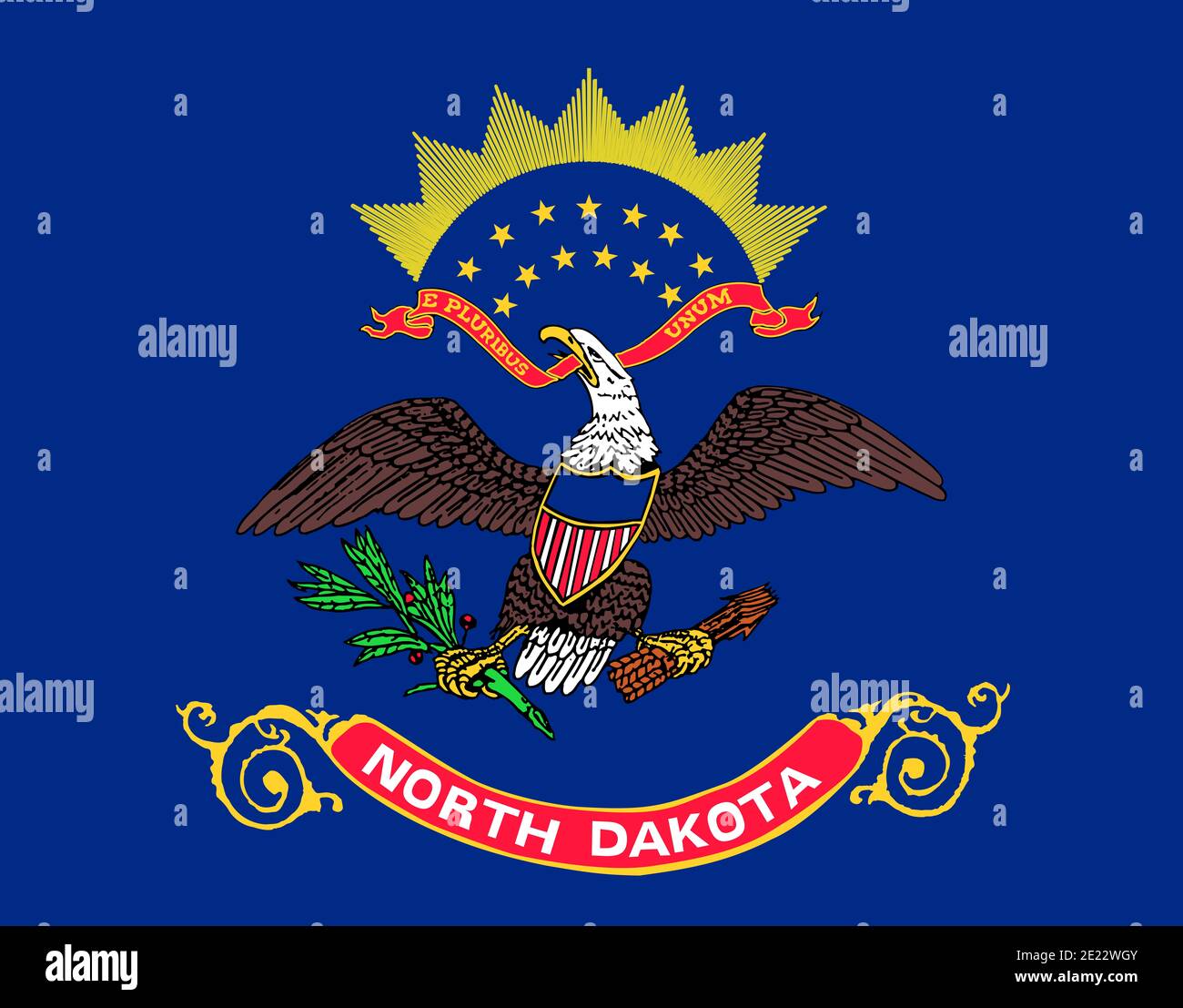 Official Large Flat Flag of North Dakota Horizontal Stock Photo - Alamy