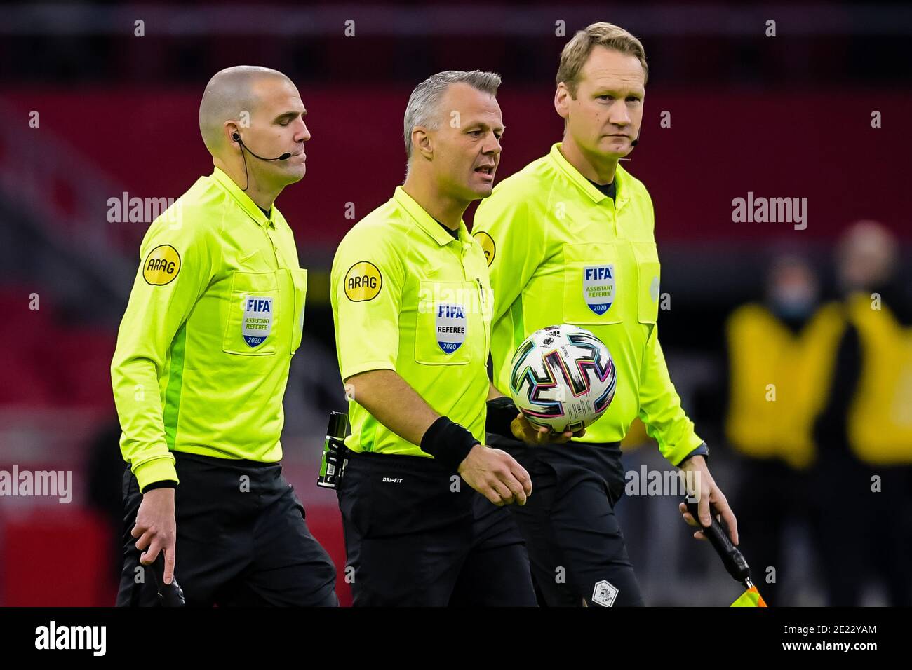 Sander Van Roekel AMSTERDAM, NETHERLANDS - JANUARY 10: referee Bjorn Kuipers with his ...