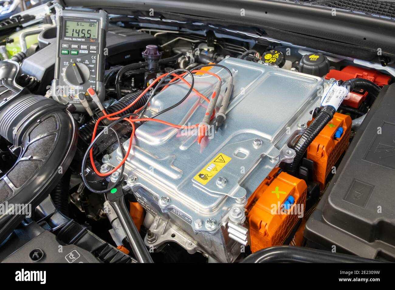 Electric Car Engine Compartment High Resolution Stock Photography and