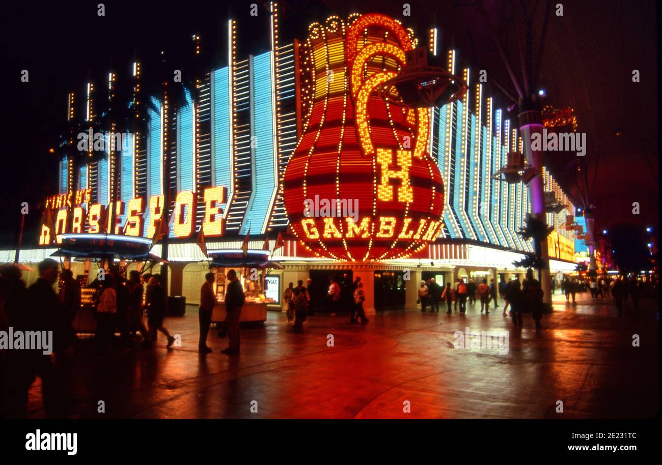Binion's Horseshoe Casino on Fremont Street in Downtown Las Vegas, Nevada circa 1970s. Stock Photo
