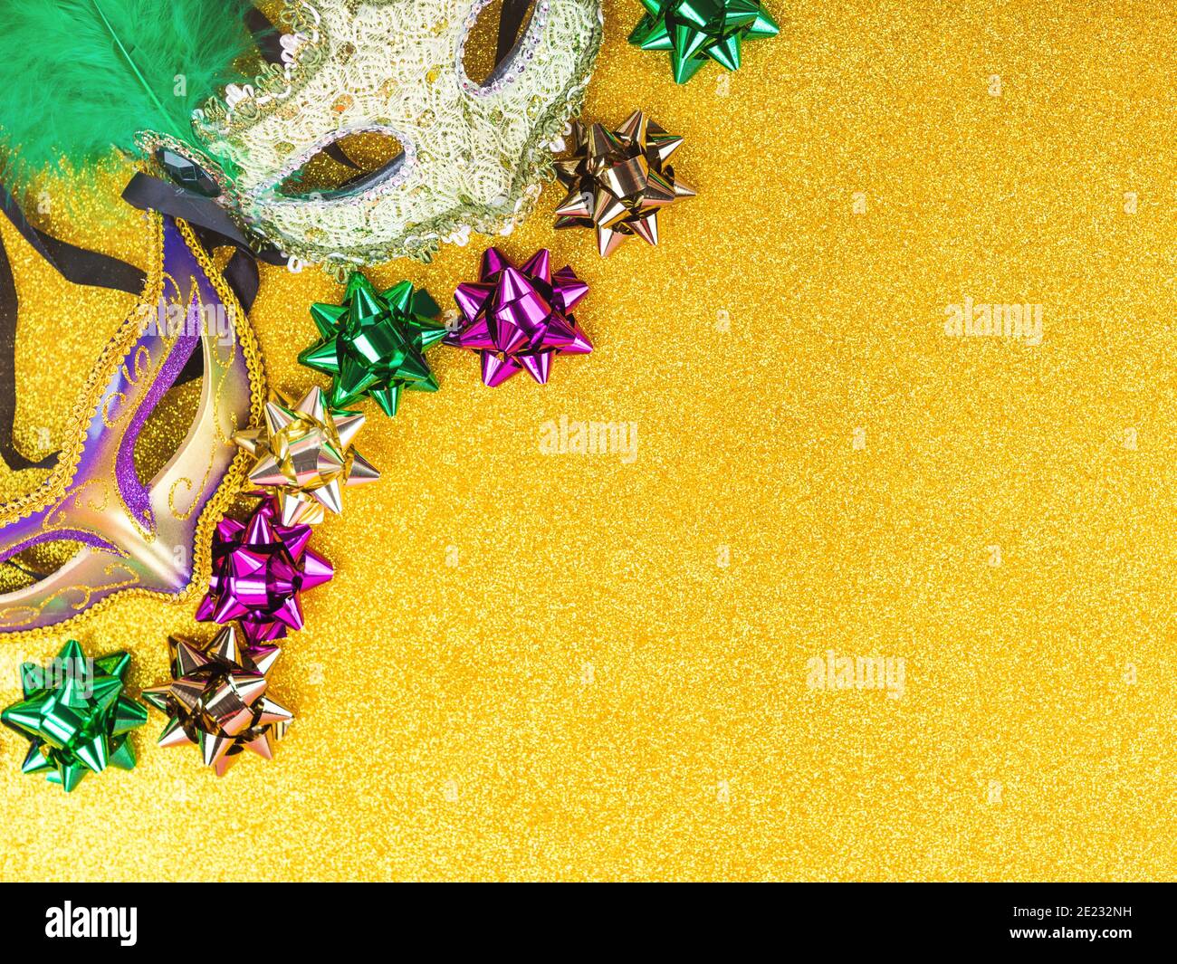 Carnival mardi gras party masks on gold background Stock Photo - Alamy