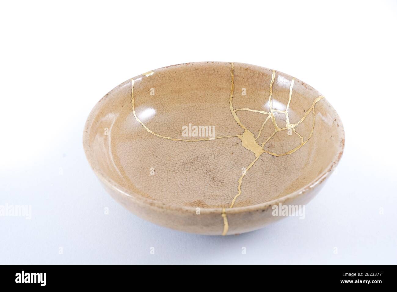 Japanese beige Kintsugi bowl Stock Photo Alamy