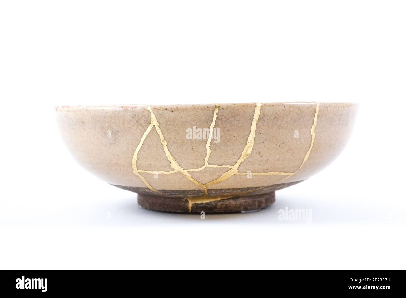 Japanese beige Kintsugi bowl Stock Photo Alamy