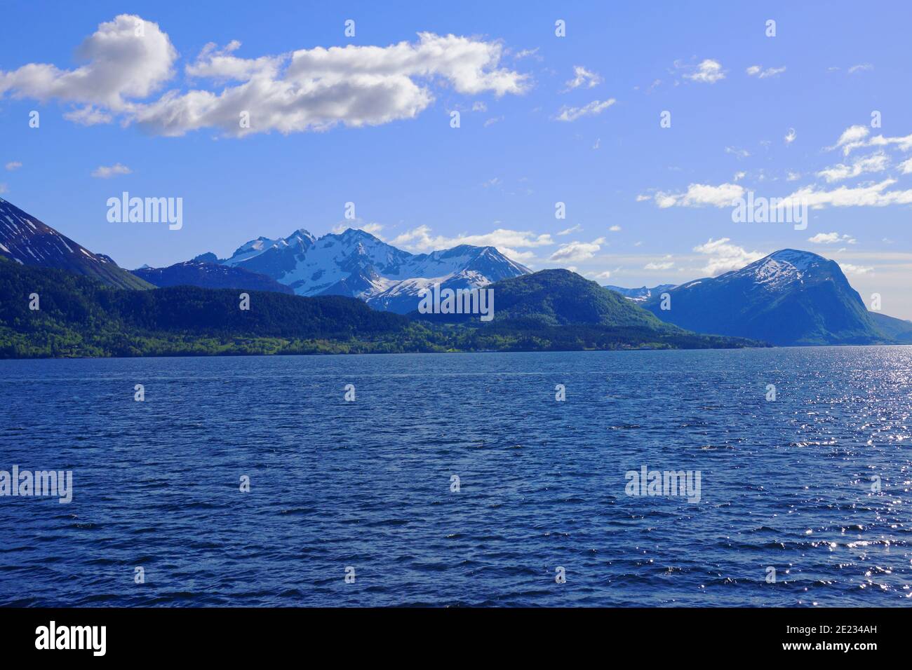 The Storfjord near Sykkylven and Ålesund, Norway. Stock Photo