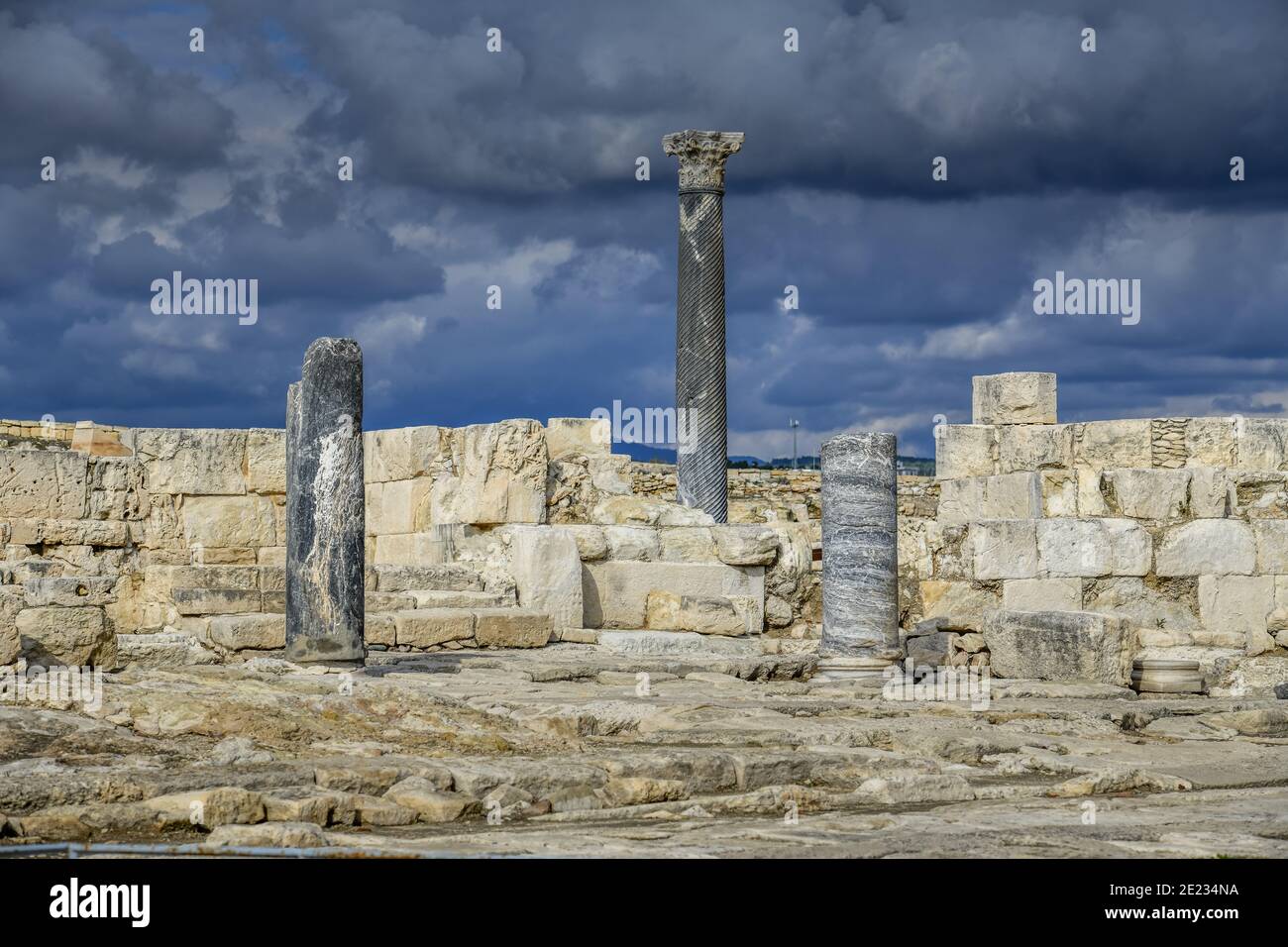 Roemisches Forum mit Nymphaeum, Ausgrabungsstaette, Kourion, Zypern Stock Photo