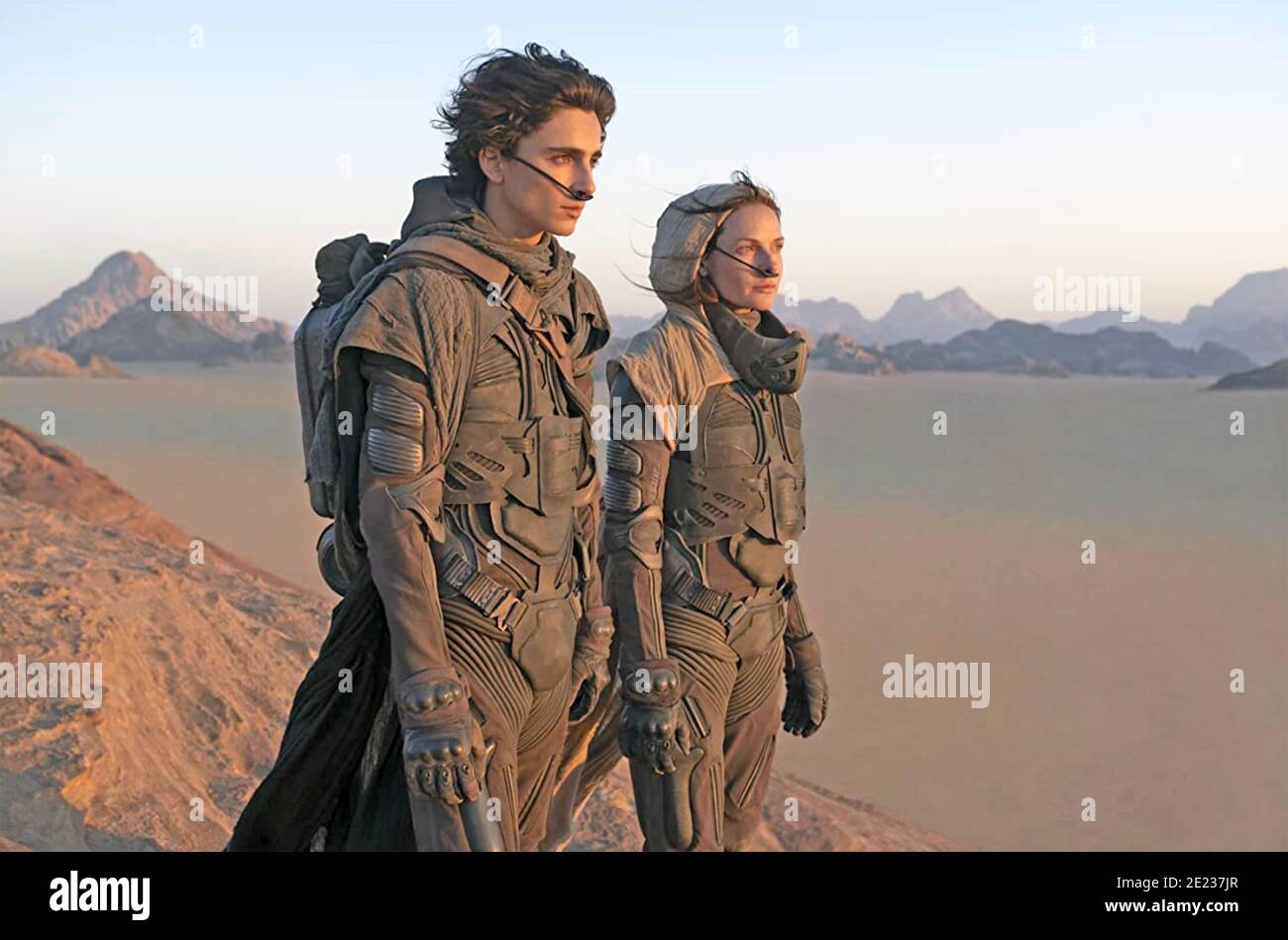 DUNE 2021 Warner Bros Pictures film with Rebecca Ferguson and Timothée Chalamet Stock Photo