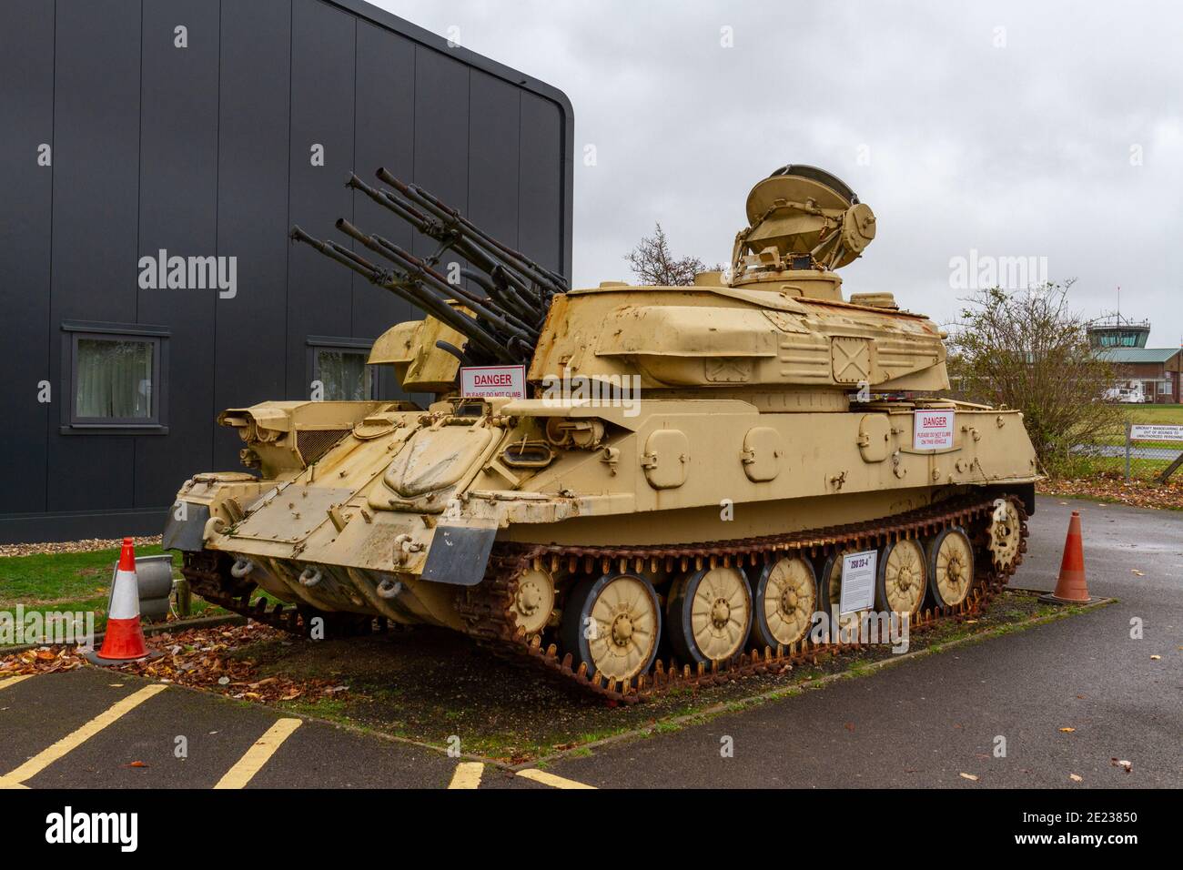 ZSU234 "Shilka" is a lightly armored Soviet selfpropelled, radar guided antiaircraft weapon