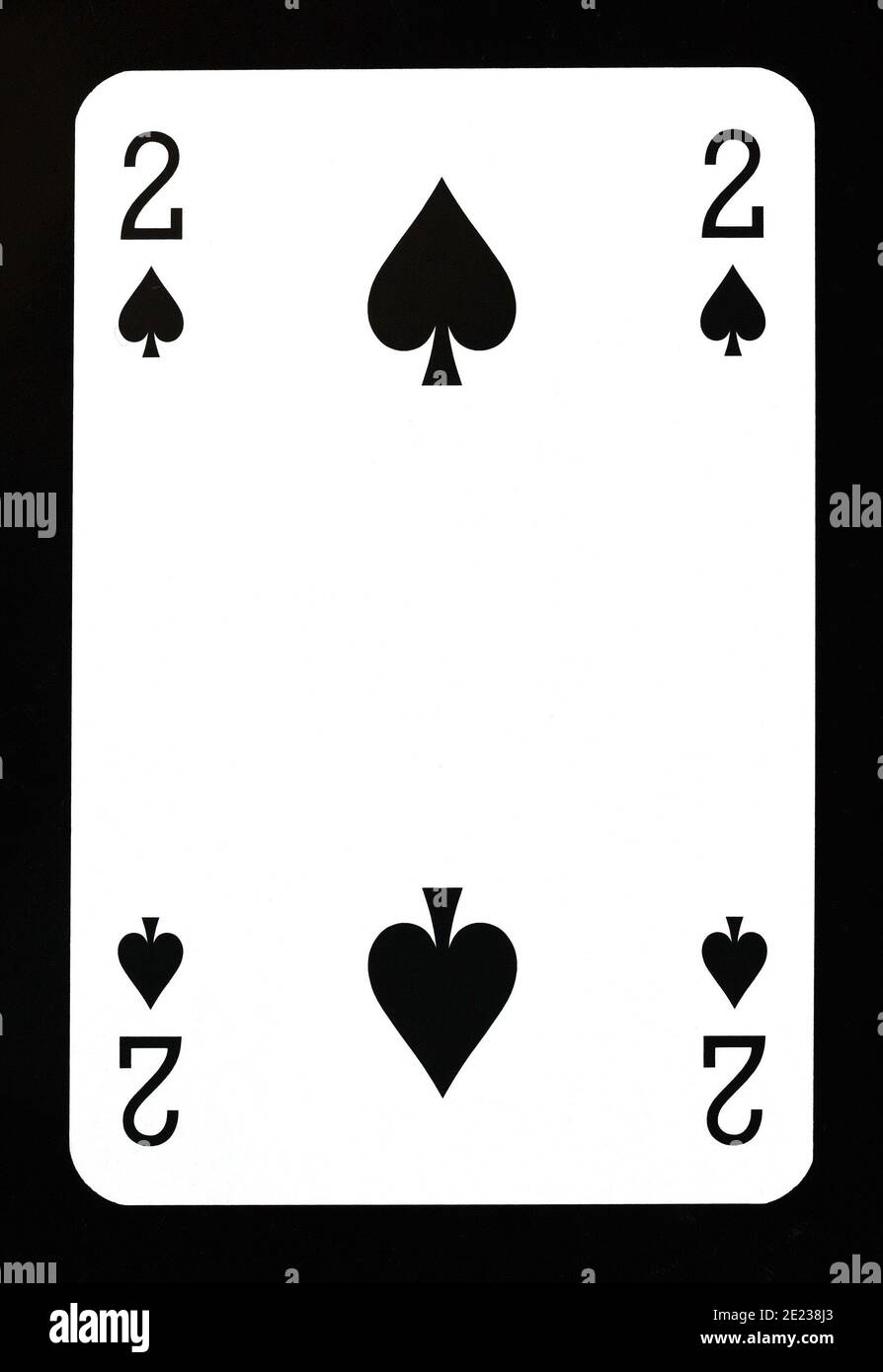 Two of spades playing card, isolated on black background Stock Photo