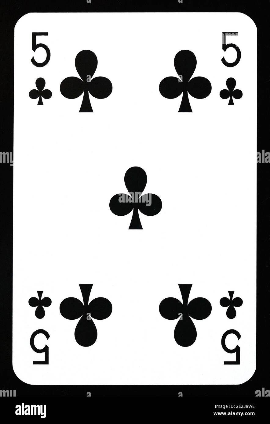 Five of clubs playing card isolated on black Stock Photo Alamy