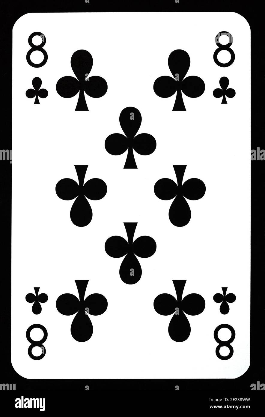 Eight of clubs playing card isolated on black Stock Photo - Alamy