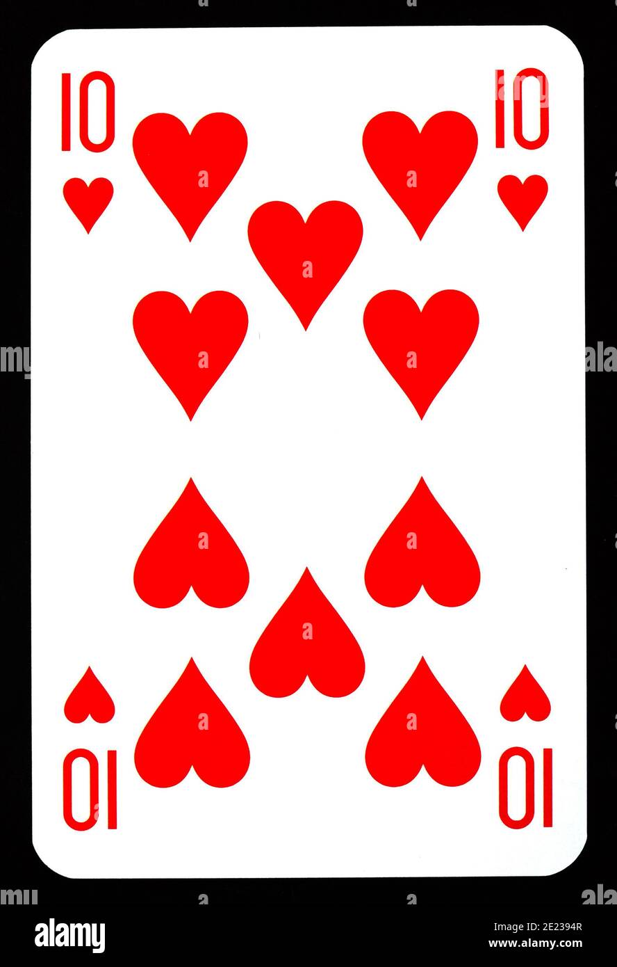 Ten of hearts playing card isolated on black Stock Photo - Alamy