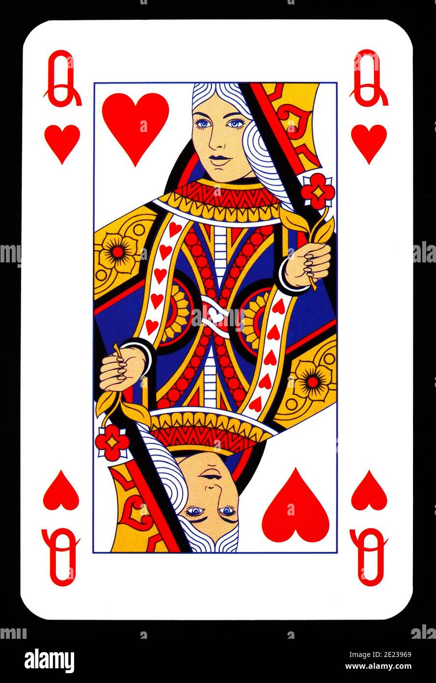 Queen of hearts playing card isolated on black Stock Photo - Alamy