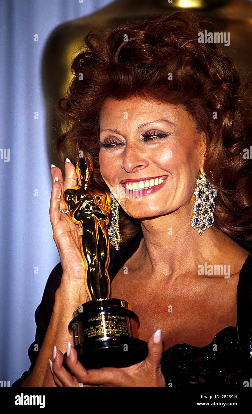 Sophia Loren at the 63rd Academy Awards ceremony on March 25, 1991, at ...