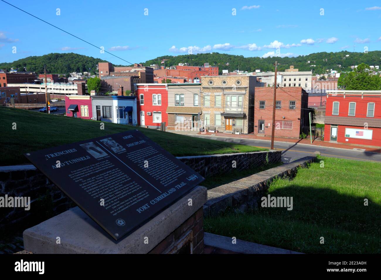 Sign with description of trenches and tunnels on site of Fort