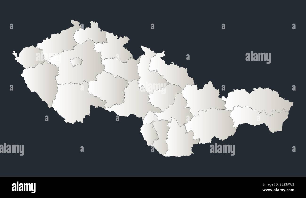 Czechoslovakia map, Infographics flat design colors snow white, individual regions blank Stock Photo