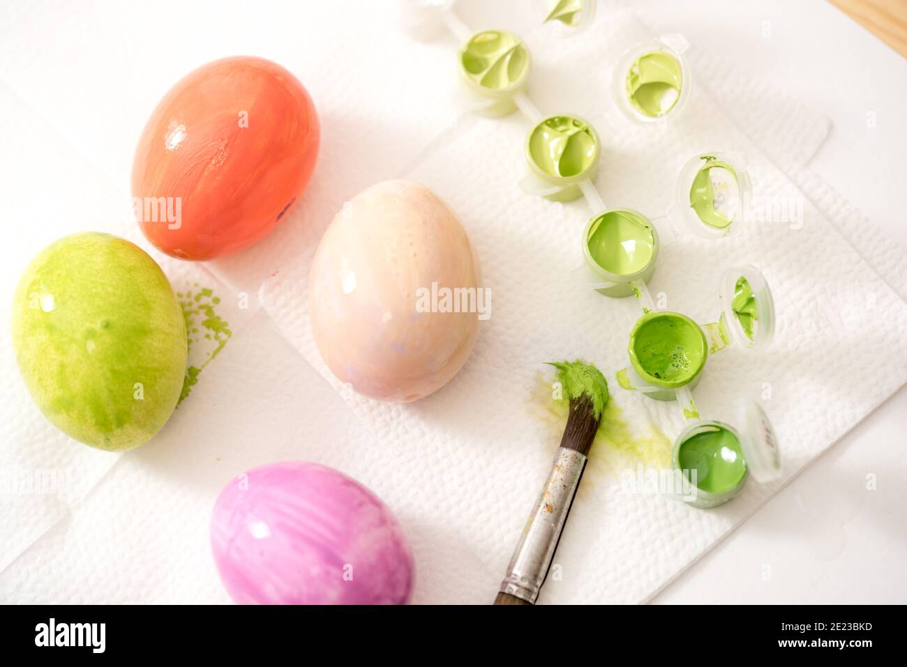 Colored easter eggs isolated on white background Stock Photo