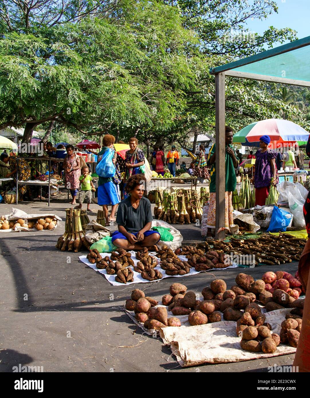 Page Park Market is where local people shop for produce including the betel nuts. On this day there were many vendors selling items for tourists as a Stock Photo