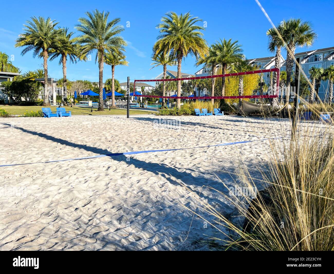 Orlando, FL USA January 4, 2021 A neighborhood amenity complex sand