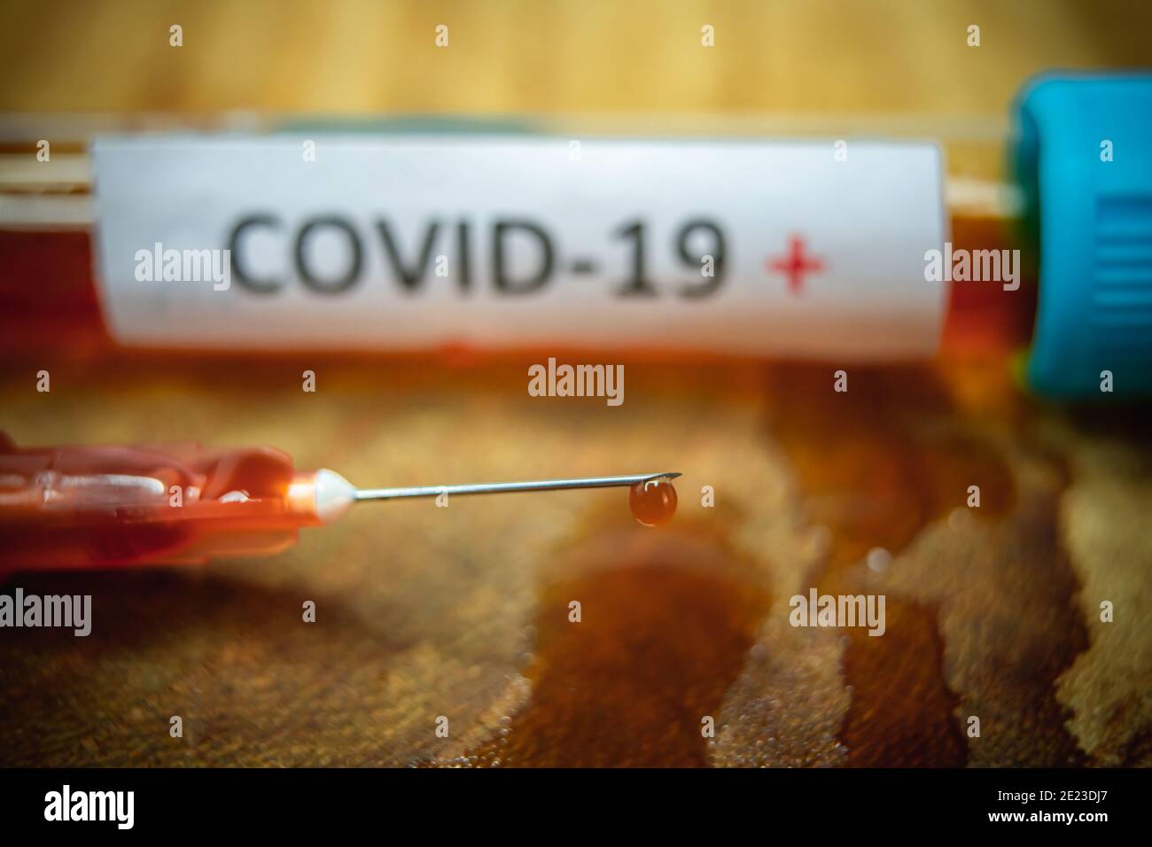 Injection needle for covid vaccination. Stock Photo