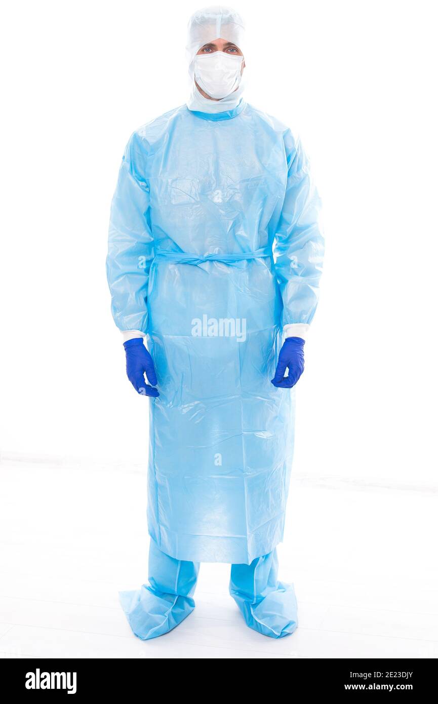 Pulmonary and critical care physician wear personal protective