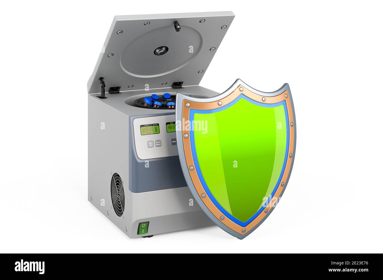 Laboratory centrifuge with shield, 3D rendering isolated on white ...