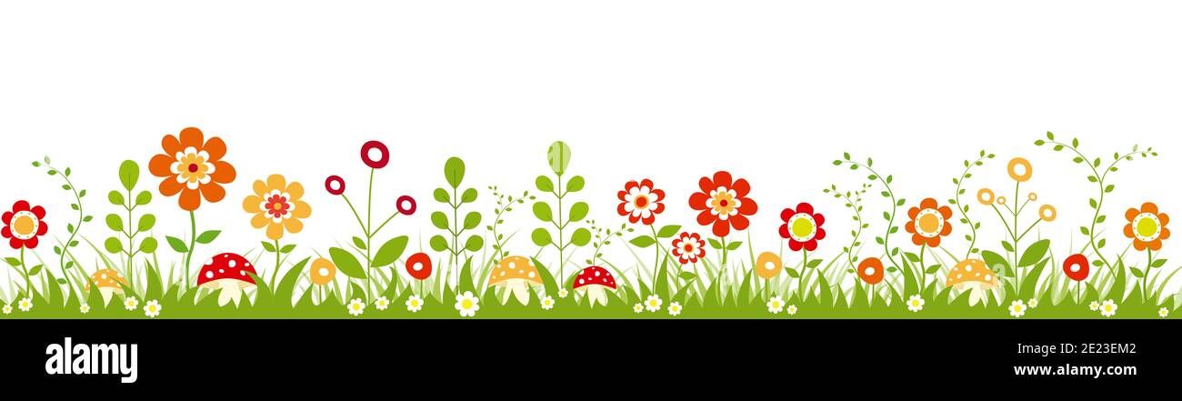 Spring garden of flowers on a white background Stock Photo - Alamy