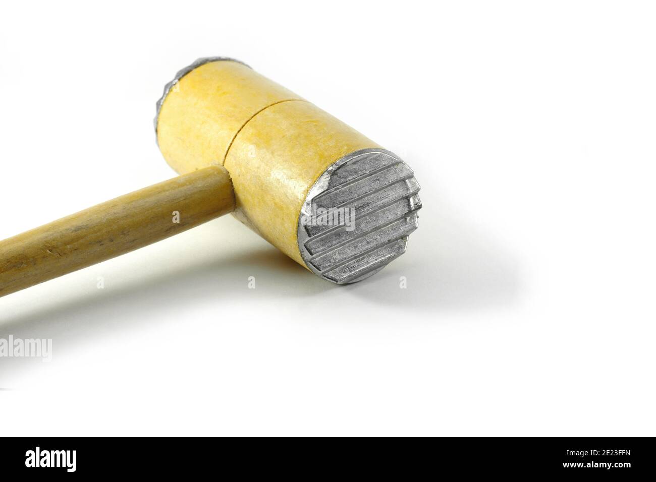 Wooden meat hammer on white background Stock Photo - Alamy