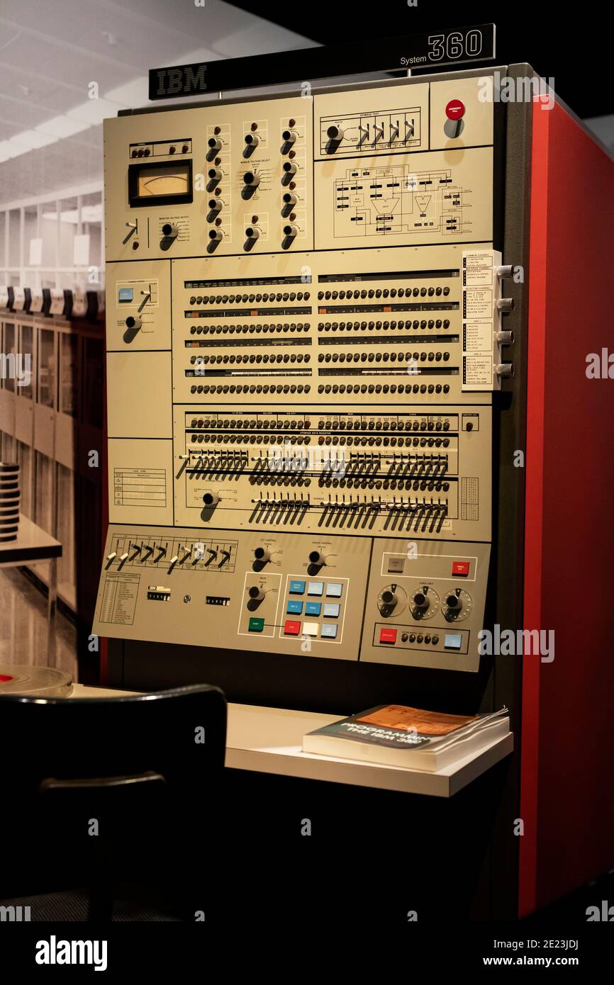 The IBM 2050 central processing unit of the 360-50 mainframe computer, from 1968, on display at the Museum for Communication in Bern, Switzerland. Stock Photo