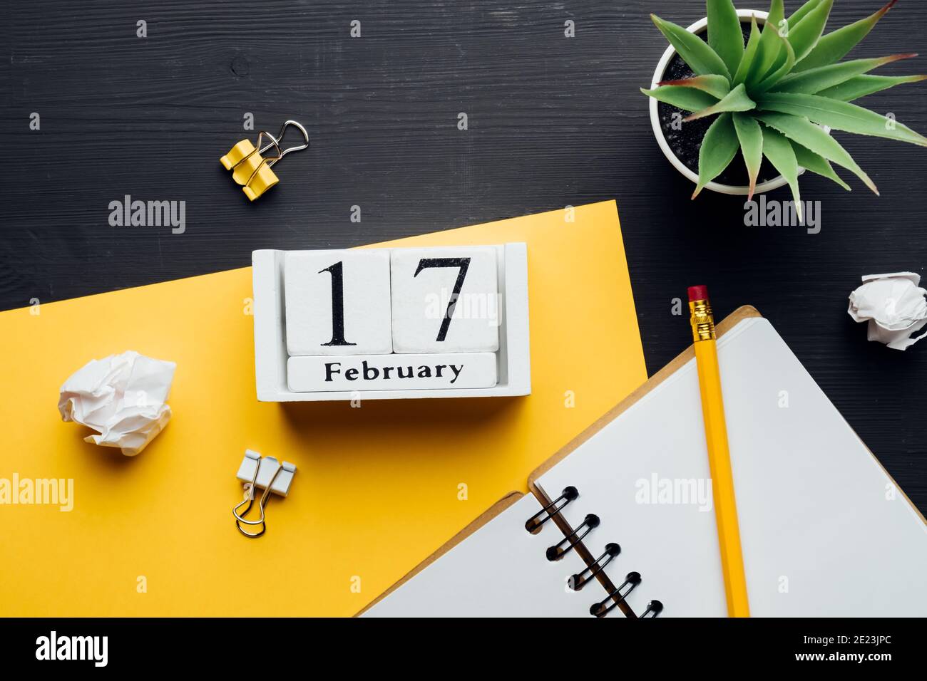 seventeenth day of winter month calendar february. Stock Photo