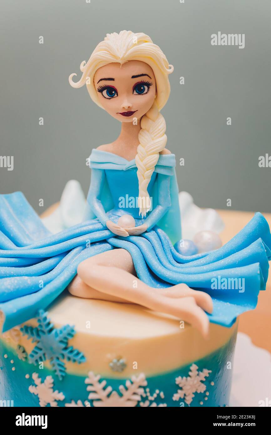 Ufa, Russia, 3 January, 2021: cake topper. edible fondant witch figurine  doll princess cake Stock Photo - Alamy