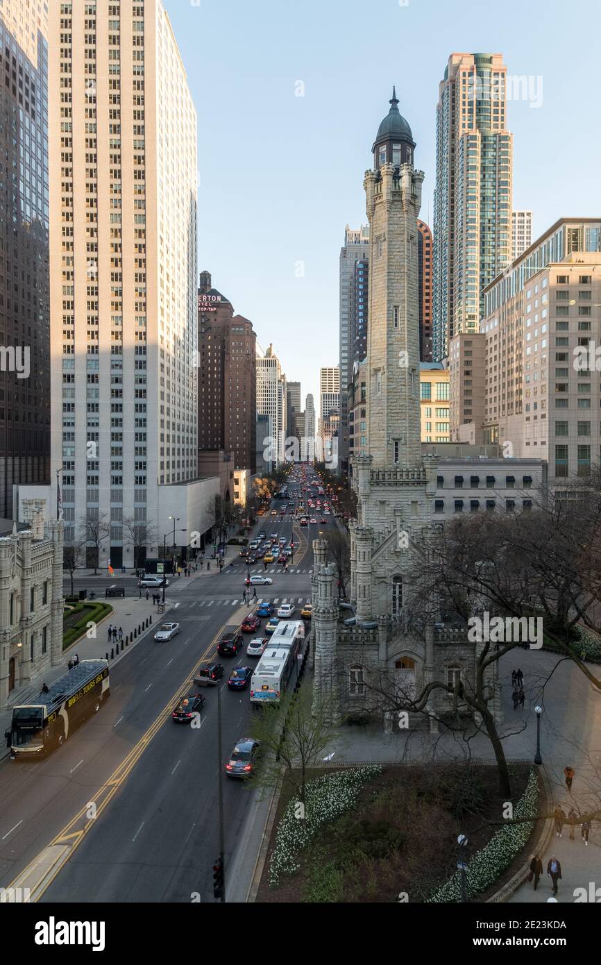 Chicago's downtown and Magnificent Mile seen from a high angle Stock Photo