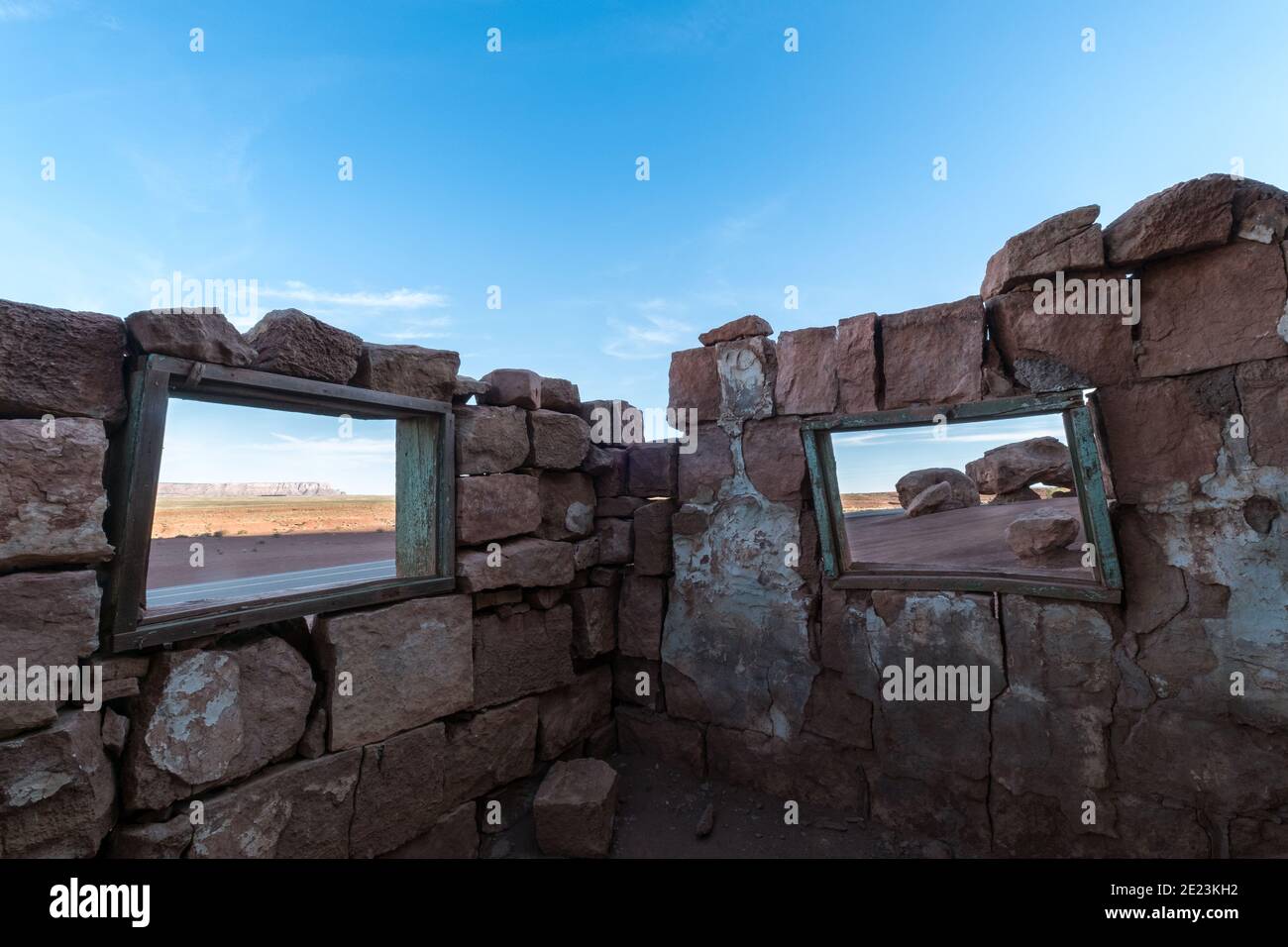 Inside hut view at Cliff Dwellers area near Page, Arizona Stock Photo