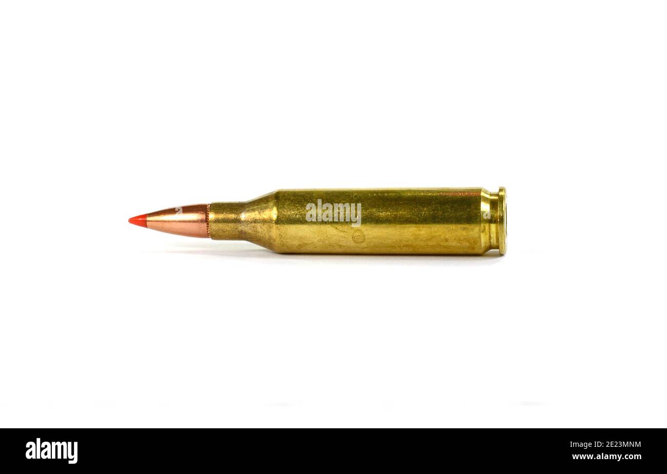 Hunting ammunition, caliber 243. Stock Photo