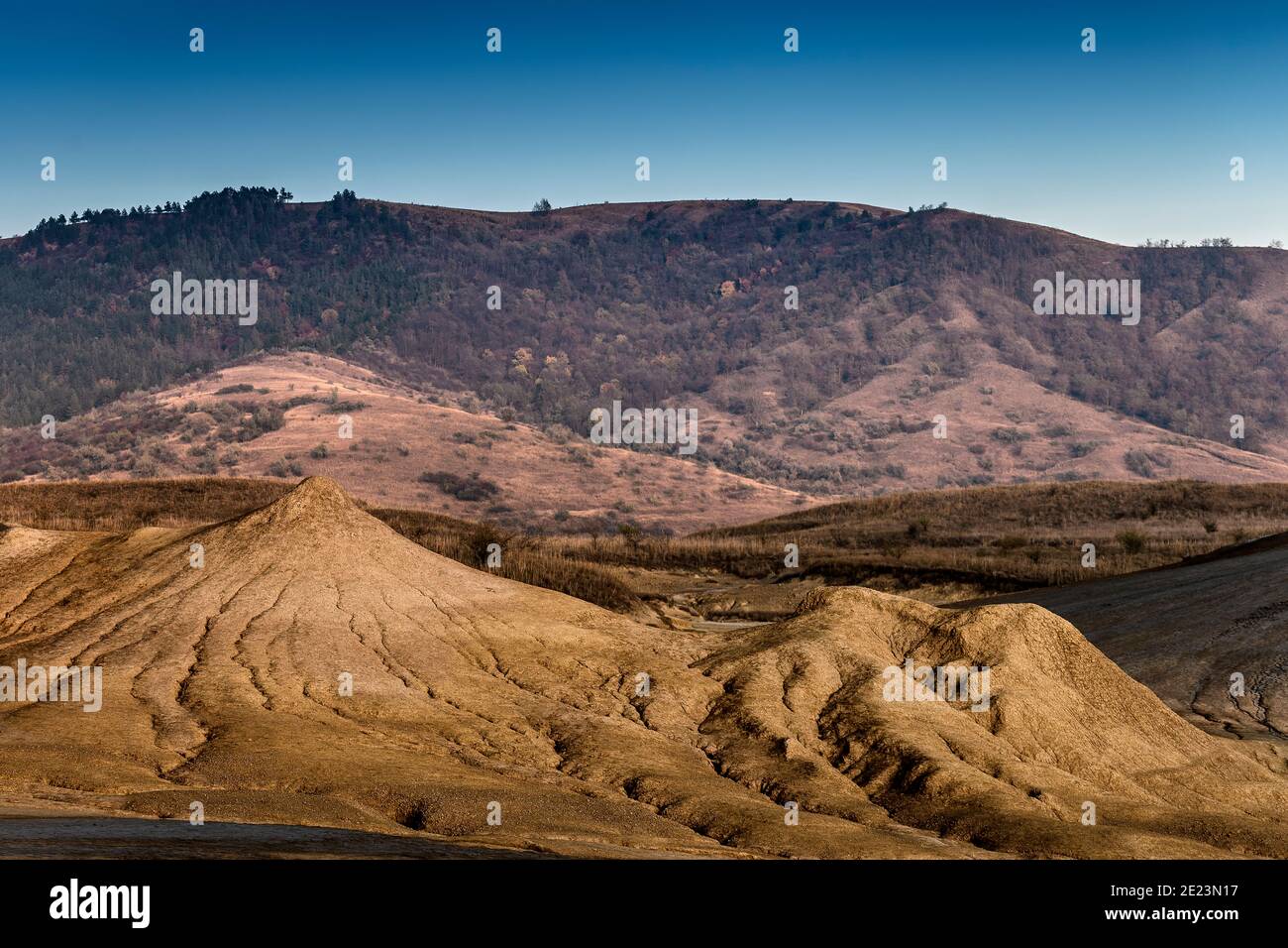 Mud volcano in autumn at sunset Stock Photo - Alamy