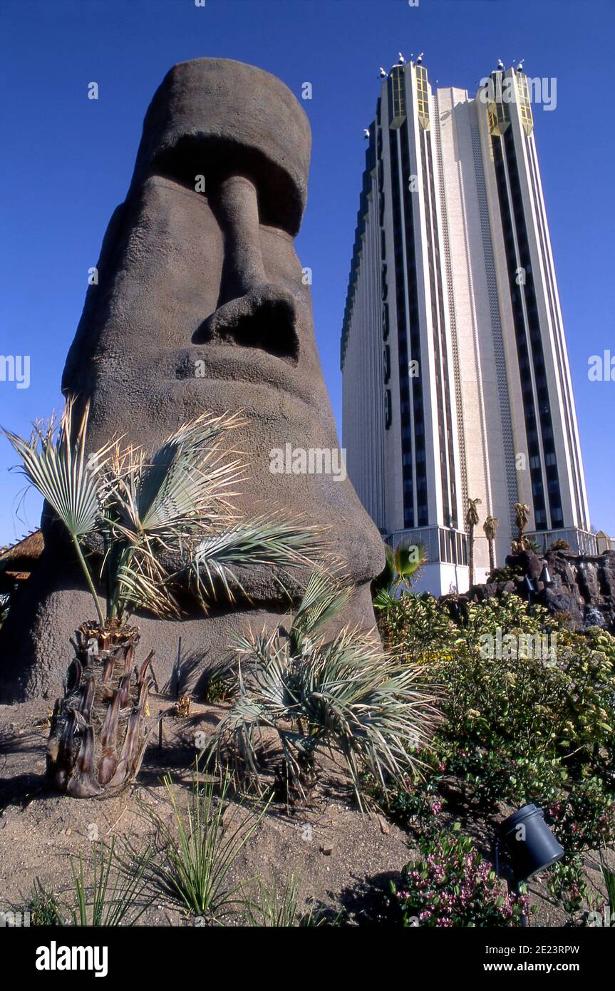 Tiki statue outside the Tropicana Hotel in Las Vegas, Nevada Stock Photo