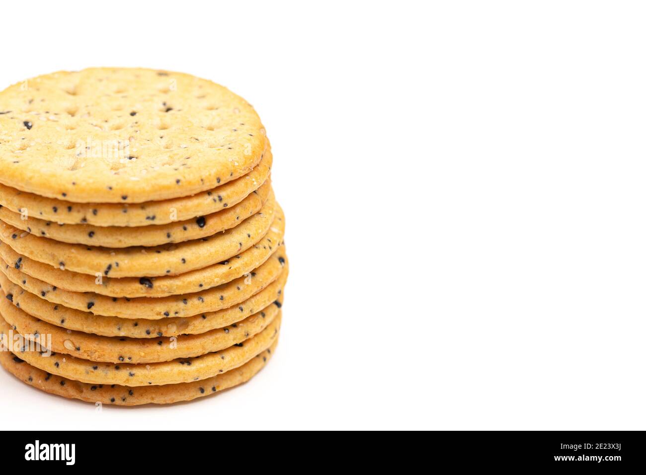 Sesame and Poppy Seed Crackers Isolated on a White Background Stock