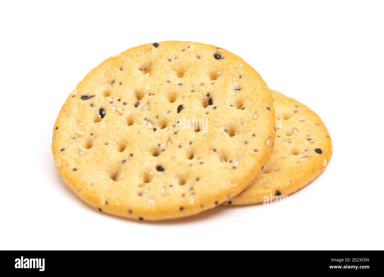 Sesame and Poppy Seed Crackers Isolated on a White Background Stock