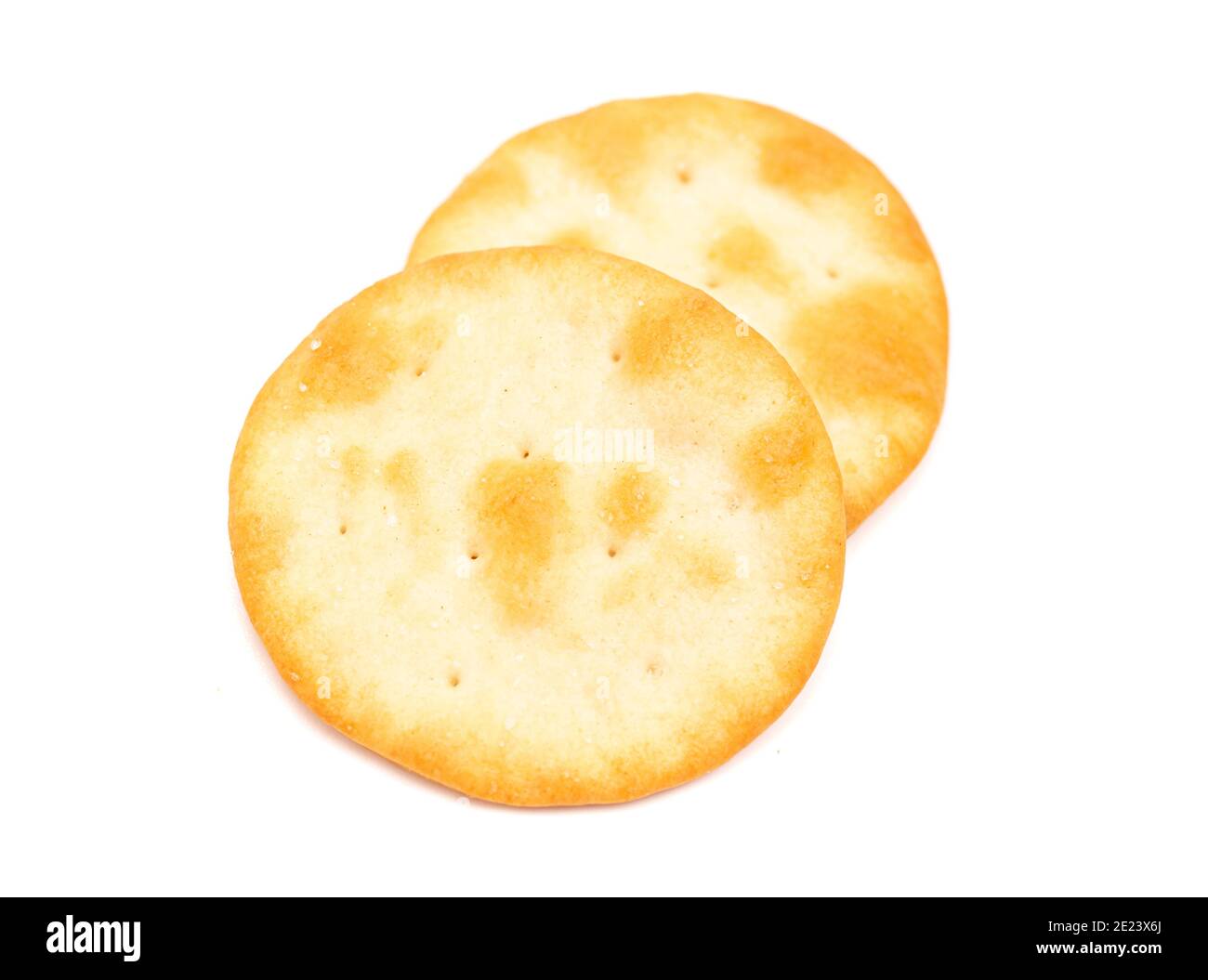 Golden Baked Pita Crackers Isolated on a White Background Stock Photo