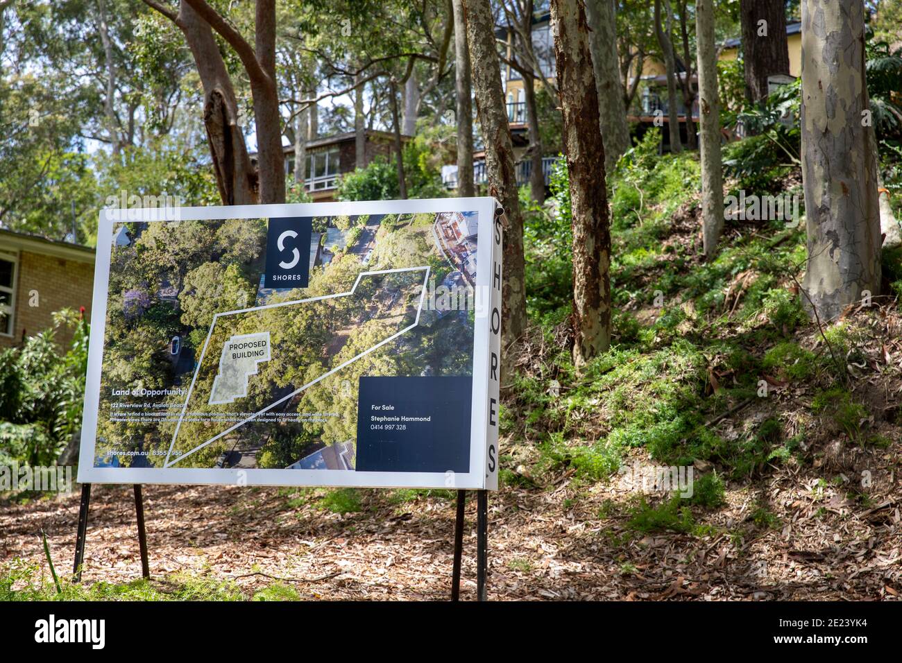 Avalon suburb of Sydney, piece of land available for sale, development approval in place to self build own home,Sydney,Australia Stock Photo