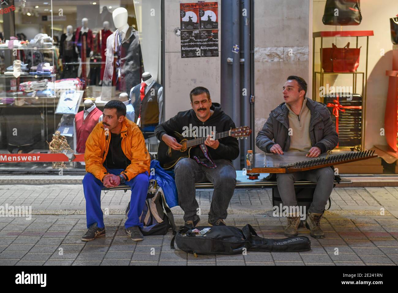 Strassenmusiker, Ledra Strasse, Nikosia, Republik Zypern Stock Photo