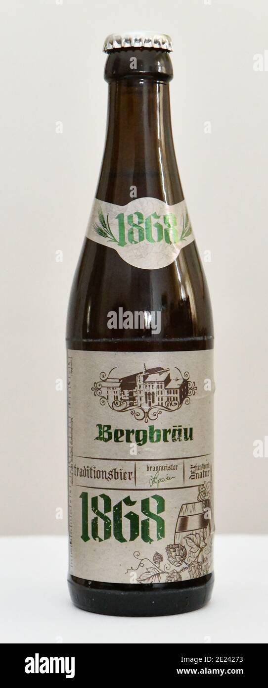 Bierflasche Bergbraeu 1868 Stock Photo