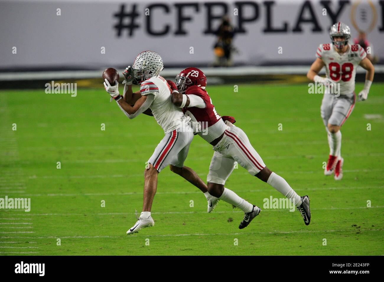 Miami Gardens, Florida, USA. 11th Jan, 2021. Ohio State Buckeyes wide receiver Chris Olave (2) at the NCAA Football 2021 CFP National Championship game between Ohio State and Alabama at Hard Rock Stadium in Miami Gardens, Florida. JP Waldron/Cal Sport Media/Alamy Live News Stock Photo